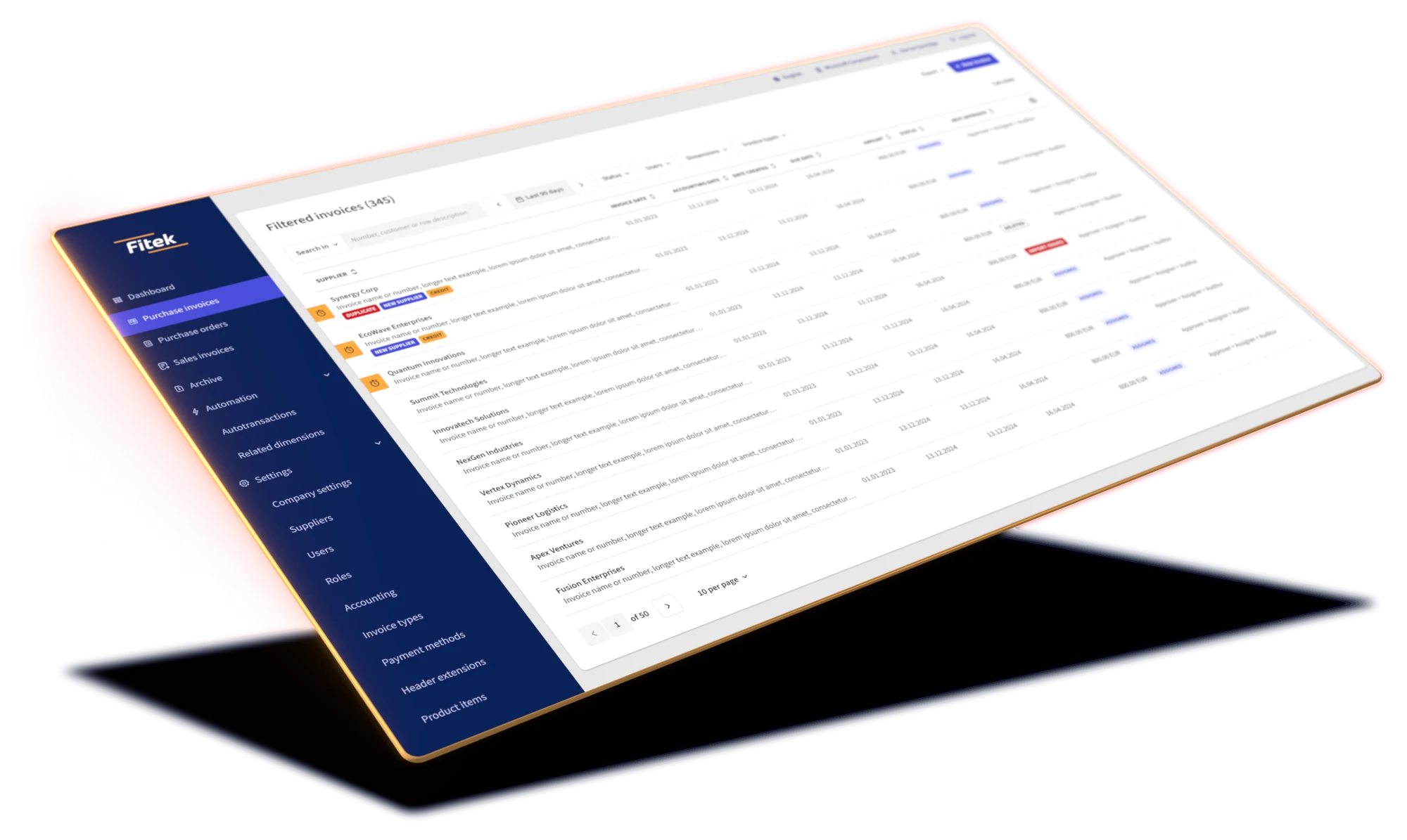 Fitek-platformscherm: overzicht van het platform