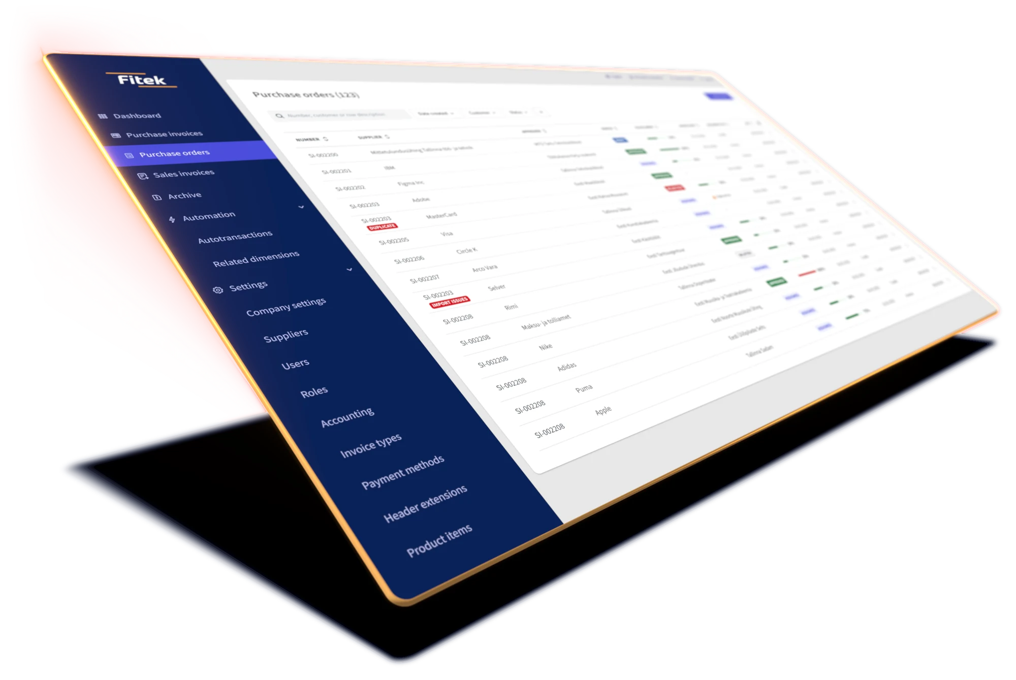 Fitek-platformscherm: gegevensextractie uit facturen