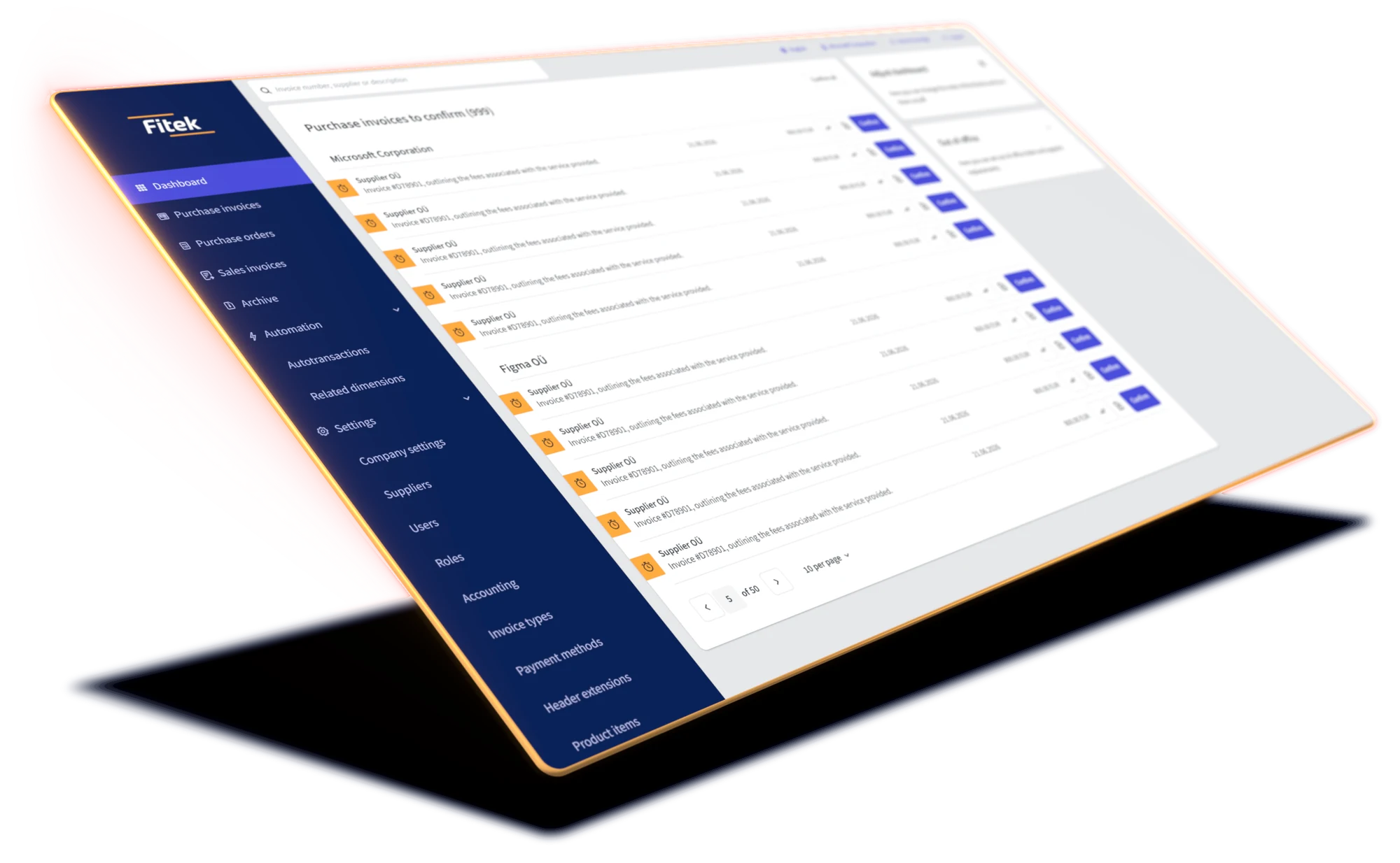 Fitek-platformscherm: weergave voor de CFO